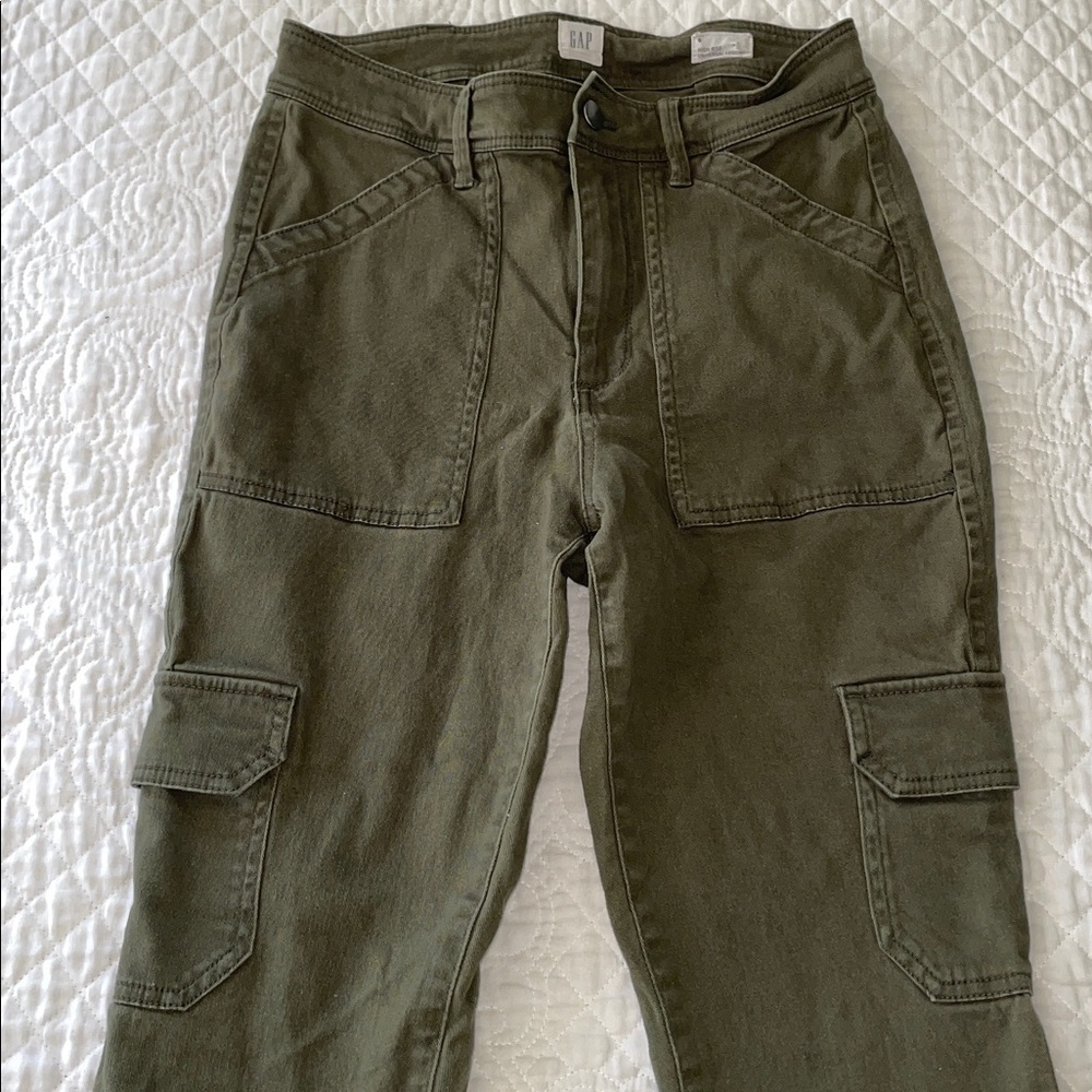 GAP Womens Army‎ Green Skinny Ankle Mid Rise Zip Pockets Cargo Jeans Size 6 - Picture 5 of 12